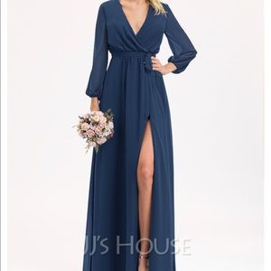 NWT Long Blue chiffon dress